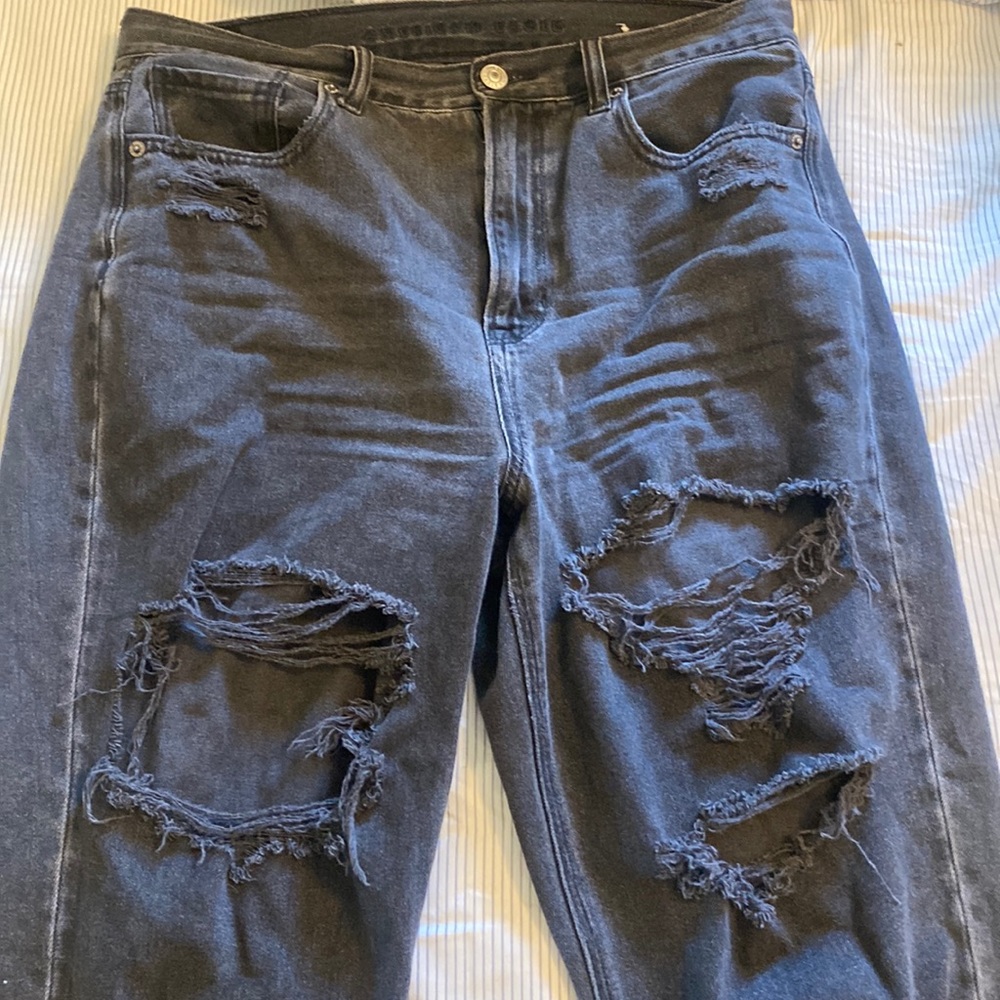 Smoky Gray, American Eagle Mom jeans. Size: 10 US